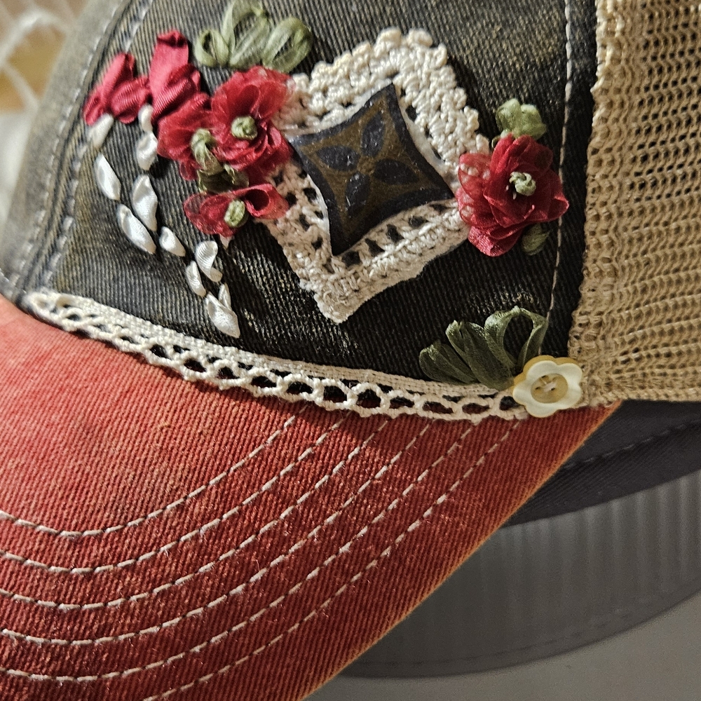 Legacy Red and Black Floral Embroidered Hat